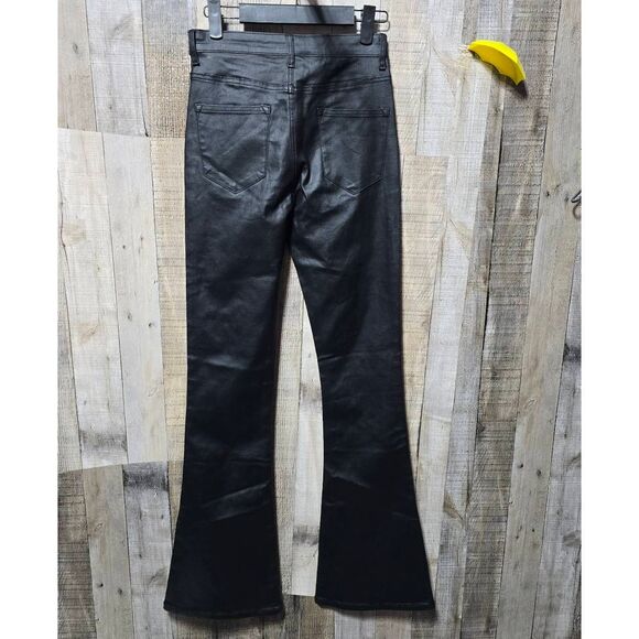 Edikted Luna Faux Leather Black High Rise Flare Leg Pants - Picture 3 of 5